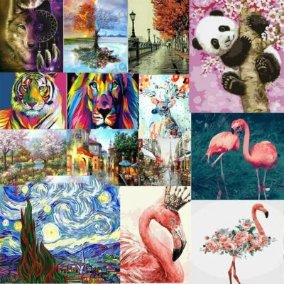 DIY Filling Oil Canvas Paint By Number Kit Multi-Colored Lion Animals Painting K - image 1 of 4