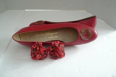 SALVATORE FERRAGAMO - ZAPATOS DE CUERO - ZAPATOS DE SALÓN - HECHOS EN ITALIA - 8,5 B - ROJO Foto 1 de 4