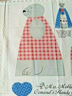 Vntg Sewing Fabric Concord Joan Kessler Panel Cut & Sew Molly Mouse Handy Helper - Image 1 of 4