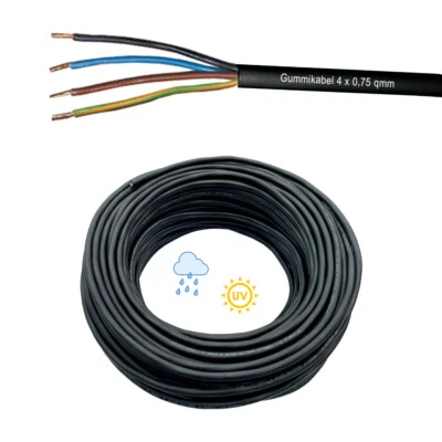 Gummi Kabel Leitung 4-adrig 4 x 0,75 für Markisen Motor Rollo Antrieb Rollladen - Bild 1 von 2