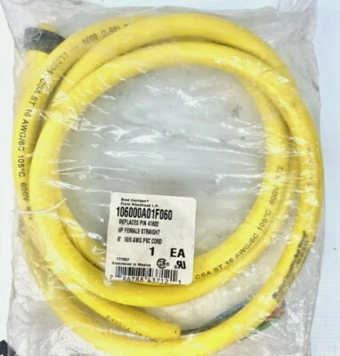BRAD HARRISON 106000A01F060, 41602, 16/6 AWG, 6ft 6Pin fem Cordset skybay-b085mb - Image 1 of 3