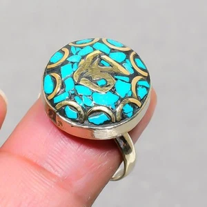 Tibetan Turquoise Handmade Bohemian Gift Jewelry Nepali Adjustable Ring SR 3127 - Picture 1 of 7