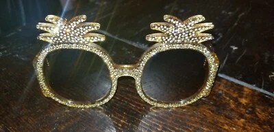 RARE ICONIC GUCCI HOLLYWOOD FOREVER OVERSIZED GOLD CRYSTAL PINEAPPLE SUNGLASSES - Image 1 of 4