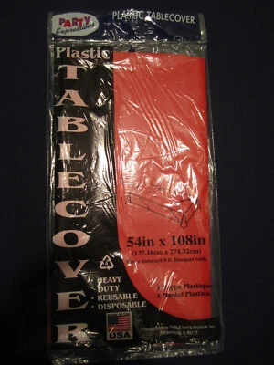 set of 2 - New Table Mate Heavy Duty 108"W x 54"D Solid Table Cover Red plastic - Image 1 of 4