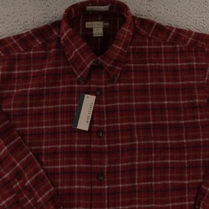 VTG Savile Row Shirt Mens XL Burgundy Red 100% Cotton Flannel Button Up NEW - Picture 1 of 12