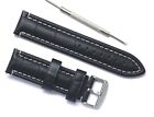 20 22mm Black Croco Embossed Leather Padded Watch Band W/Spring Bar Remover tool