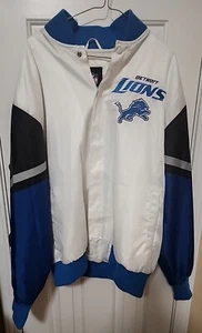 Men's G-III NFL Detroit Lions Varsity Jacket Snap Button 2-Sided White/Blue Sz L - Picture 1 of 16