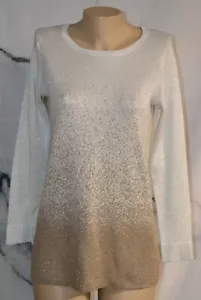 Maglione APT 9 Champagne oro pixelato ombretto maniche lunghe orlo posteriore più lungo - Foto 1 di 8