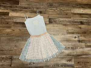 LITTLE LADY Girl $125 Outfit Lace Skirt Cami Top Ice Cream 128 8 Jacadi - Picture 1 of 7