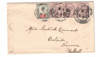 Cubierta de Glasgow Reino Unido 1897 a Beloit Kansas vía Nueva York Foto 1 de 2