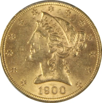 1900 MS63 Liberty Head Half Eagle,PCGS 41365643 — 第 1/4 张图片