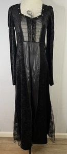 VTG Tripp NYC Dress Sz M Black Velvet Goth Lace Sheer Y2K Witchy Ren Fair READ - Picture 1 of 15