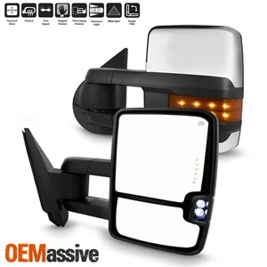 Espejos retrovisores térmicos plegables eléctricos para Chevy Silverado GMC Sierra 07-13 señal LED cromados - Imagen 1 de 11