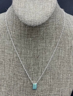 Barse Mojave Rectangle Necklace- Turquoise- Silver- NWT - Image 1 of 4