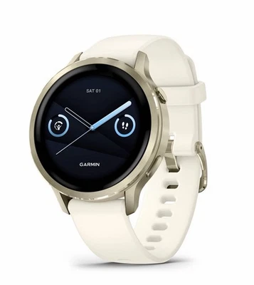 Garmin Venu 4 - 41mm Lunar Gold with Bone Silicone Band - New No Box - Image 1 of 4