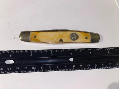 Queen Cutlery USA - Rare Year 1992  - Muskrat 4" Burnt Bone Handle - BB3 Knife - Image 1 of 4