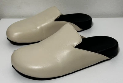 J Crew Pacific Sherpa Forrado Crema Pacífico Cuero Zuecos Zapatos Mules Talla 7 Foto 1 de 4