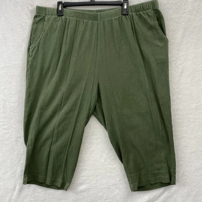 Pantalones de mujer D & Co. talla grande 3X verde recortados cintura elástica bolsillos Foto 1 de 4