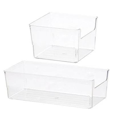  2 Pcs Kitchen Storage Boxes Desk Organiser Large Capacity Bins Drawer - Image 1 of 4