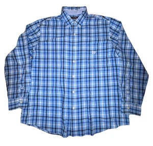 Chaps Button Up Shirt Men’s XL Blue White Gingham Check Long Sleeve Easy Care - Picture 1 of 8