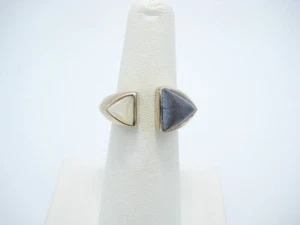 LT Sterling Silver Modernist Pearl Blue Stone 10mm Ring Size 6.5 - Picture 1 of 7