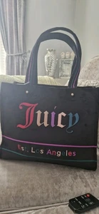 JUICY COUTURE Black Velour Tote Bag BNWT Genuine - Picture 1 of 2