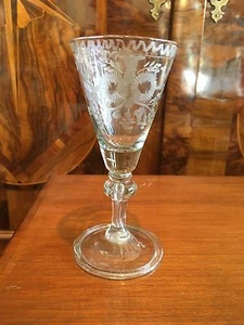 Barockglas_feine Handgravur, Höhe 14 cm, Deutsch um 1750-1770 - Bild 1 von 7