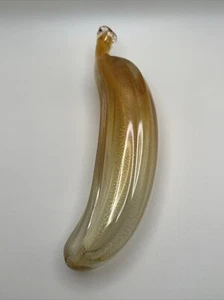 Vtg Italian Hand Blown Glass Bananna Figurine Fruit Made In Italy Gold Flecks - Picture 1 of 11