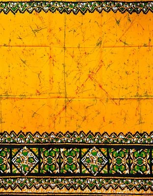 Tela estampada africana/Ankara - naranja, verde, negro diseño 'Amai Enum', patio Foto 1 de 2