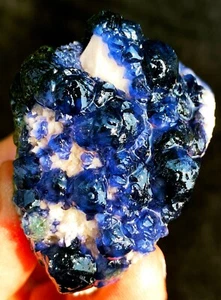 124,3g OTTIMO! Fantastico esemplare di cristallo di fluorite cubico blu naturale ie3144 - Foto 1 di 15