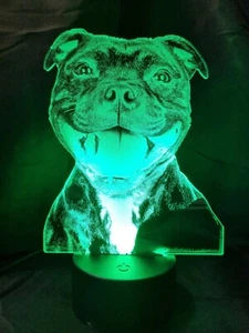 Personalized Staffordshire Terrier Staffy Acrylic LED Lamp pet Gift - Picture 1 of 10