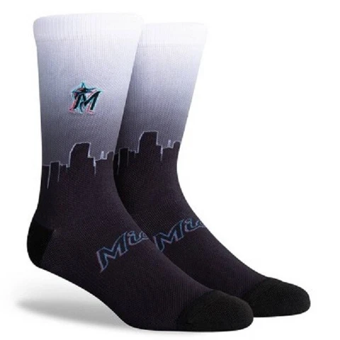 NEW! Miami Marlins Skyline Sky Crew Socks Mens Large Fits Size 6-12 MLB Cover