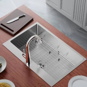 30 Inch Top mount Kitchen Sink Drop-in Stainless Steel Single Bowl Kitchen Sink - Picture 1 of 9