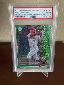 2022 Bowman Chrome Matt McLain Green Shimr. Refractor 01/99 Reds PSA 9 (EBAY1/1) - Bild 1 von 3