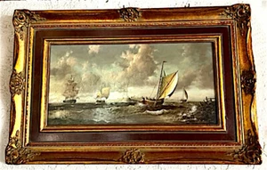 Meereslandschaft  Schiffe Orig. Ölgemälde LESLIE WRIGHT mit Zertifikat - Bild 1 von 5