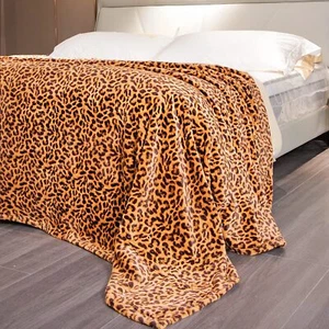 Leopard Cheetah Cozy Warm Fleece Throws and Blankets Fuzzy Plush 60x80 inches - Picture 1 of 6