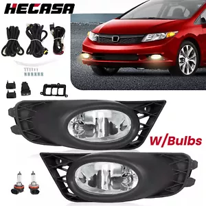 For 2009-2011 Honda Civic 4-Door Sedan Bumper Fog Lights Driving Lamps w/Switch - Foto 1 di 17