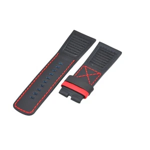 Cinturino in pelle nero cucito rosso 28 mm per serie Seven Friday M-P-PS-T-Q-S-V - Foto 1 di 6