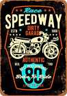 Metal Sign - Speedway Motorcycle Garage (BLACK) -- Vintage Look