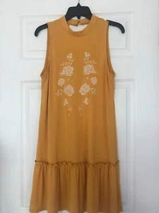 NWT Francescas Yellow Ruffled Sun Dress Sz M - Picture 1 of 12