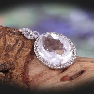 Colgante de cuarzo cristalino de roca natural plata esterlina 925 de colección tribal - Imagen 1 de 3