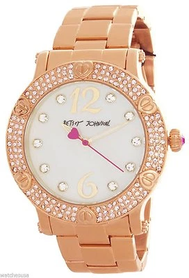 RELOJ BETSEY JOHNSON BOYFRIEND ESFERA PERLA METAL TONO ORO ROSA BJ00229-03 Foto 1 de 2