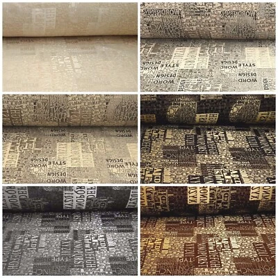 Jacquard Chenille Stoffe Möbelstoff Polsterstoff Dekostoff Meterware Schrift - Bild 1 von 4