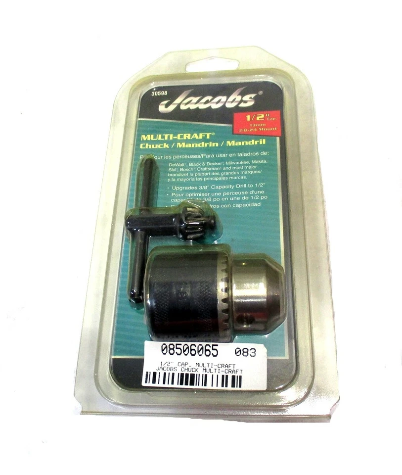 Jacobs 30598 Multi-craft 3-flat Plain Bearing Shank Drill Chuck