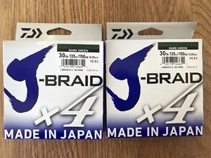 Two Boxes Daiwa J-Braid X4U 30-135DG Dark Green 30lb 150yd 4000-2014 - Picture 1 of 2