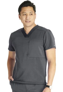 Cherokee Atmos Men's V-Neck Scrubs Top CK718A PWT Pewter Free Ship - Picture 1 of 5