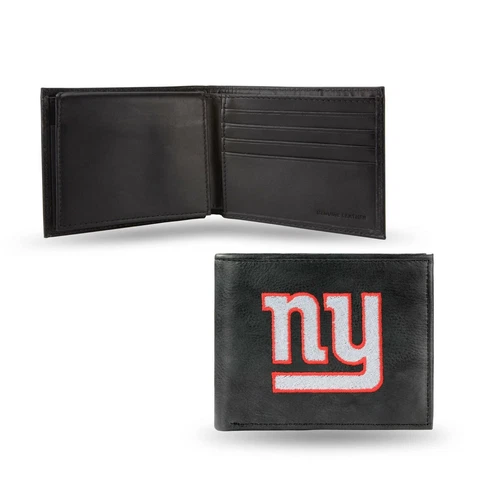 NEW YORK GIANTS GENUINE LEATHER EMBROIDERED BILLFOLD NEW IN BOX Cover