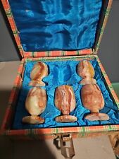 Set of 5 Vintage JAGPAW Marble Onyx Wine Glasses Stone Cup w/Box