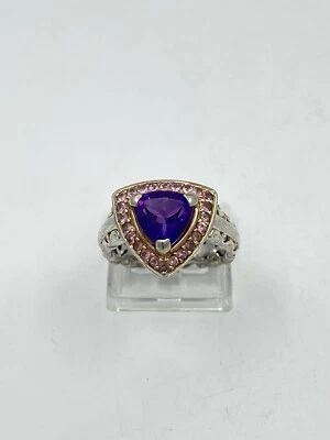 Anillo Michael Valitutti NH Gemas En Vogue Plata Esterlina Amatista Talla 8.25 6.9g Foto 1 de 4