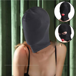 Face Mask Open Eyes Mouth Full Cover Headgear Festish BDSM Slave Bondage